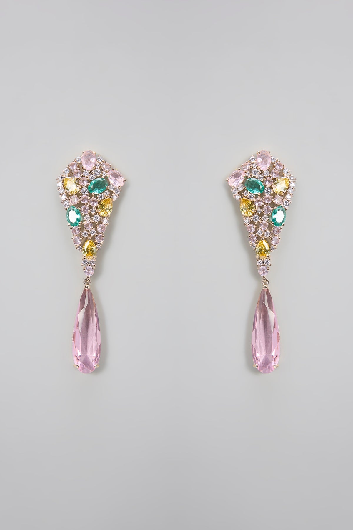 Gold Plated Cubic Zirconia Dangler Earrings