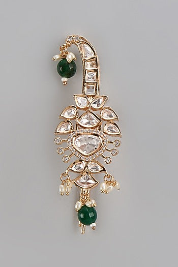 Gold Plated Kundan Polki & Emerald Beaded Kalangi