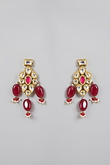Gold Plated Kundan Polki & Ruby Necklace Set