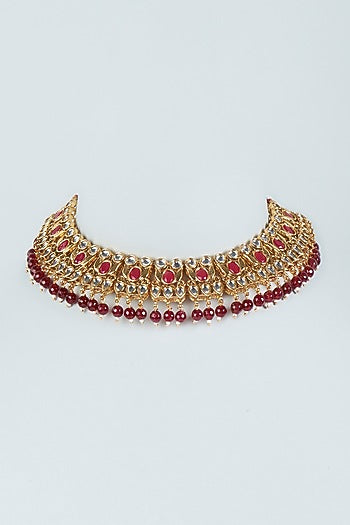 Gold Plated Ruby Stone Choker Necklace