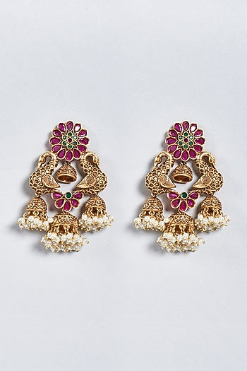 Gold Finish Kemp Stones Dangler Earrings