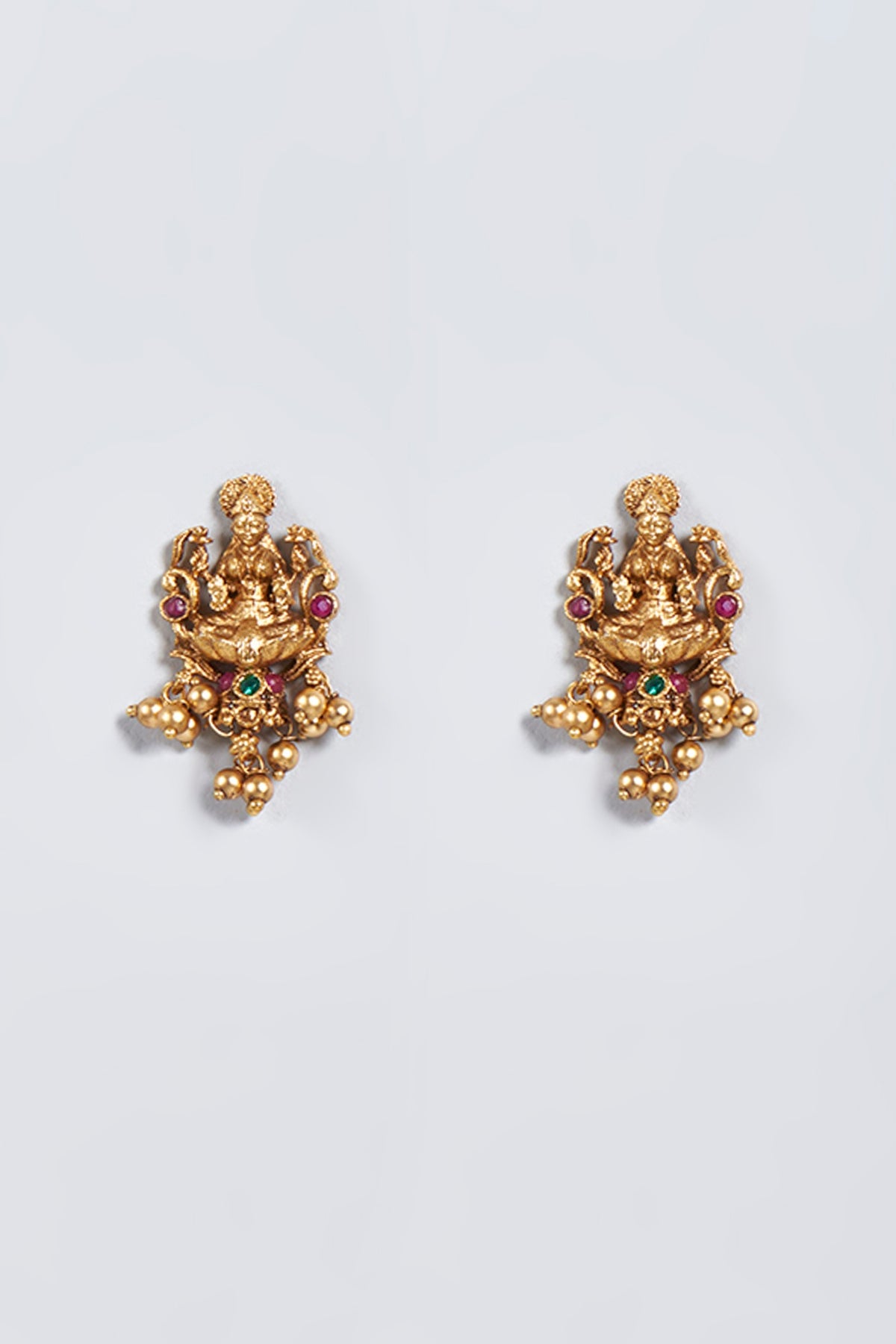 Gold Finish Lakshmi Pendant Necklace Set