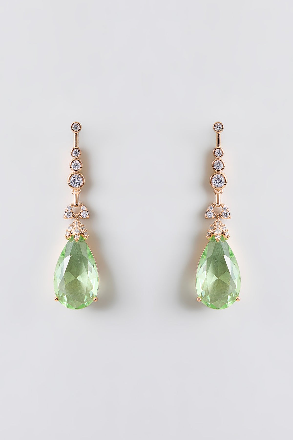 Gold Plated Green Cubic Zirconia Dangler Earrings