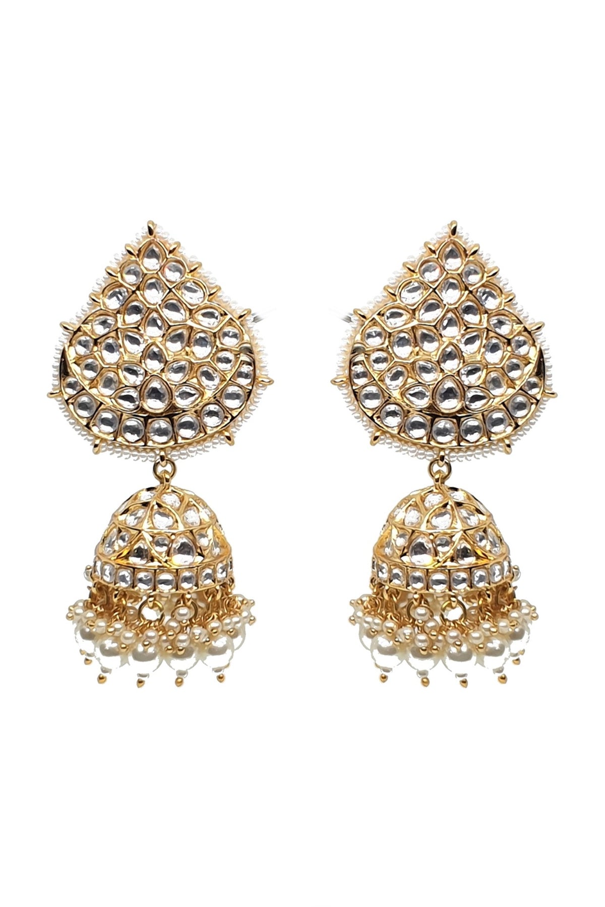 Gold Plated Pearl Jhumka Earrings