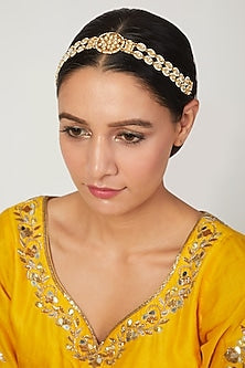 Gold Plated Kundan Polki & Pearls Matha Patti