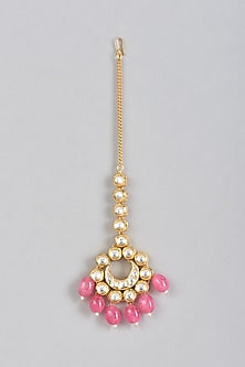 Gold Plated Kundan Polki Crescent Maang Tikka