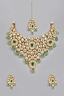 Gold Plated Kundan Polki Bridal Necklace Set