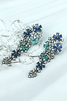 Black Rhodium Finish Cubic Zirconia & Subdued Stone Dangler Earrings