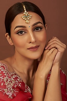 Gold Plated Kundan Polki Maang Tikka