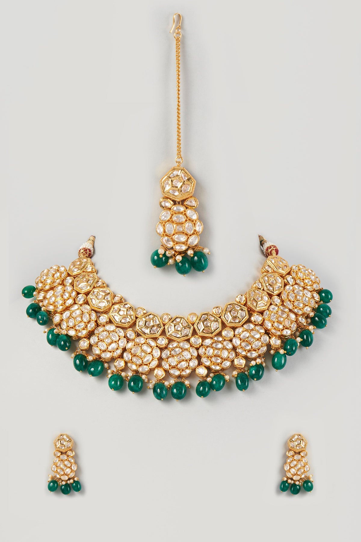 Gold Plated Kundan Polki Choker Necklace Set
