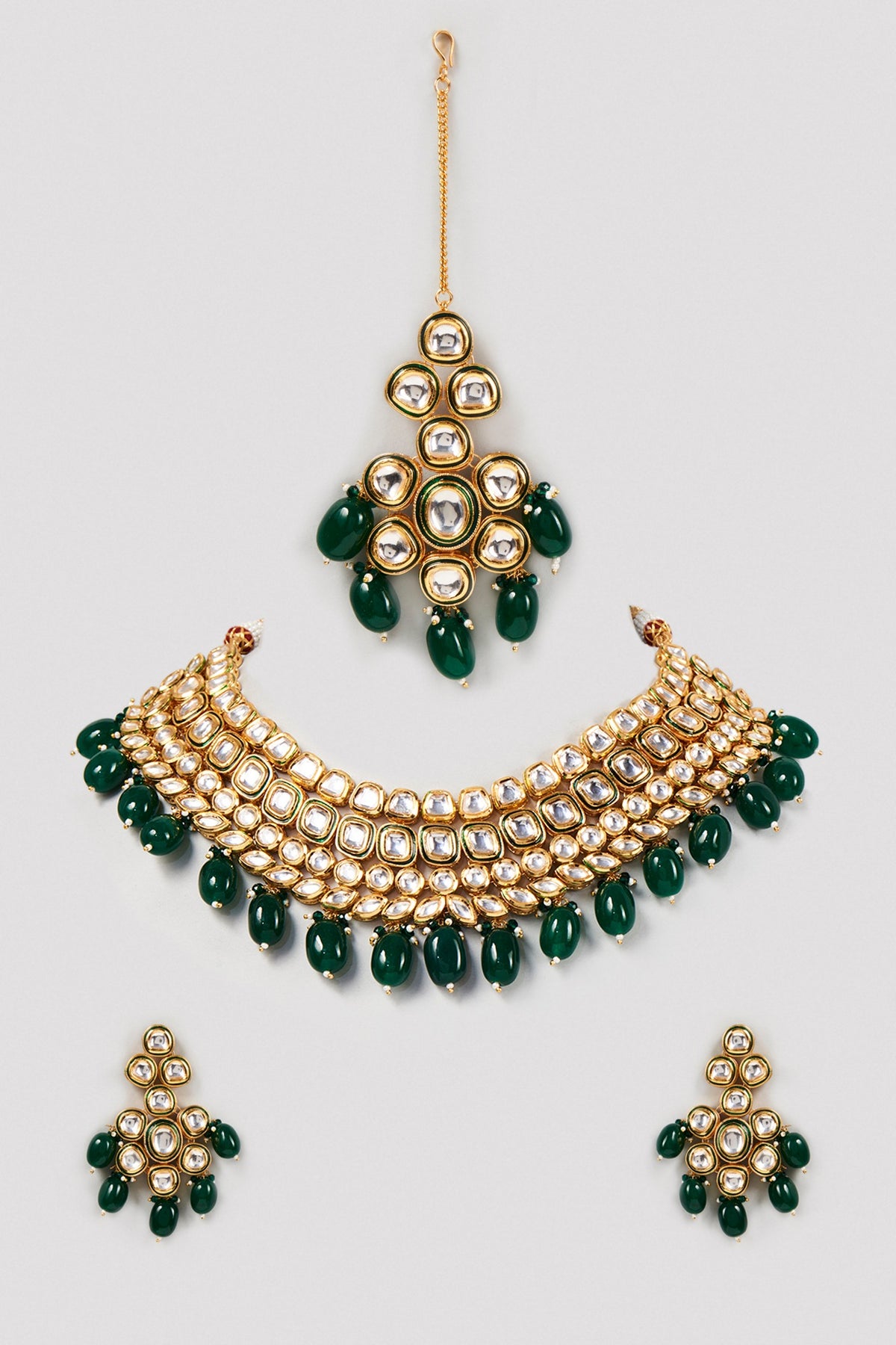 Gold Plated Kundan & Agates Necklace Set