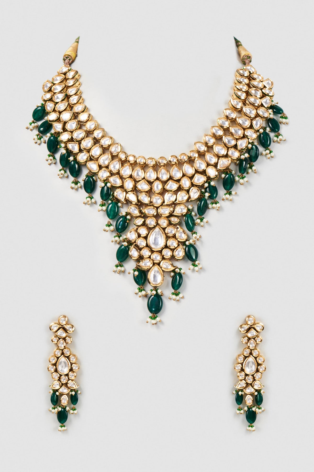Gold Plated Agate & Beads Necklace Set