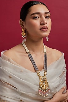 Gold Plated Kundan Polki Long Necklace Set