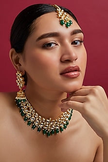 Gold Plated Kundan Polki Necklace Set