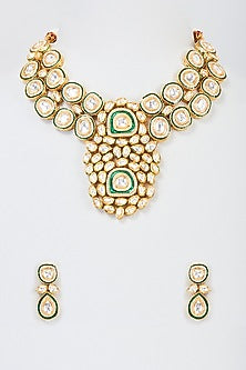 Gold Plated Kundan Polki Meenakari Necklace Set