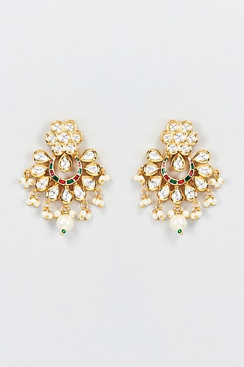 Gold Plated Kundan Polki Dangler Earrings