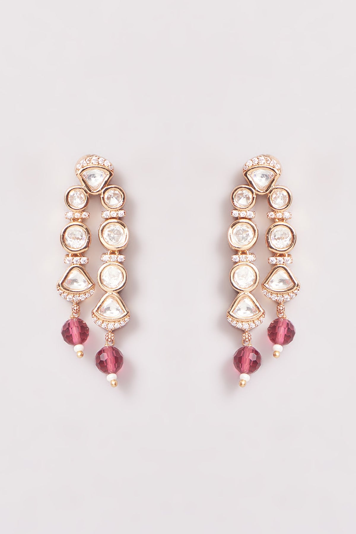 Gold Plated Kundan Polki & Beaded Necklace Set