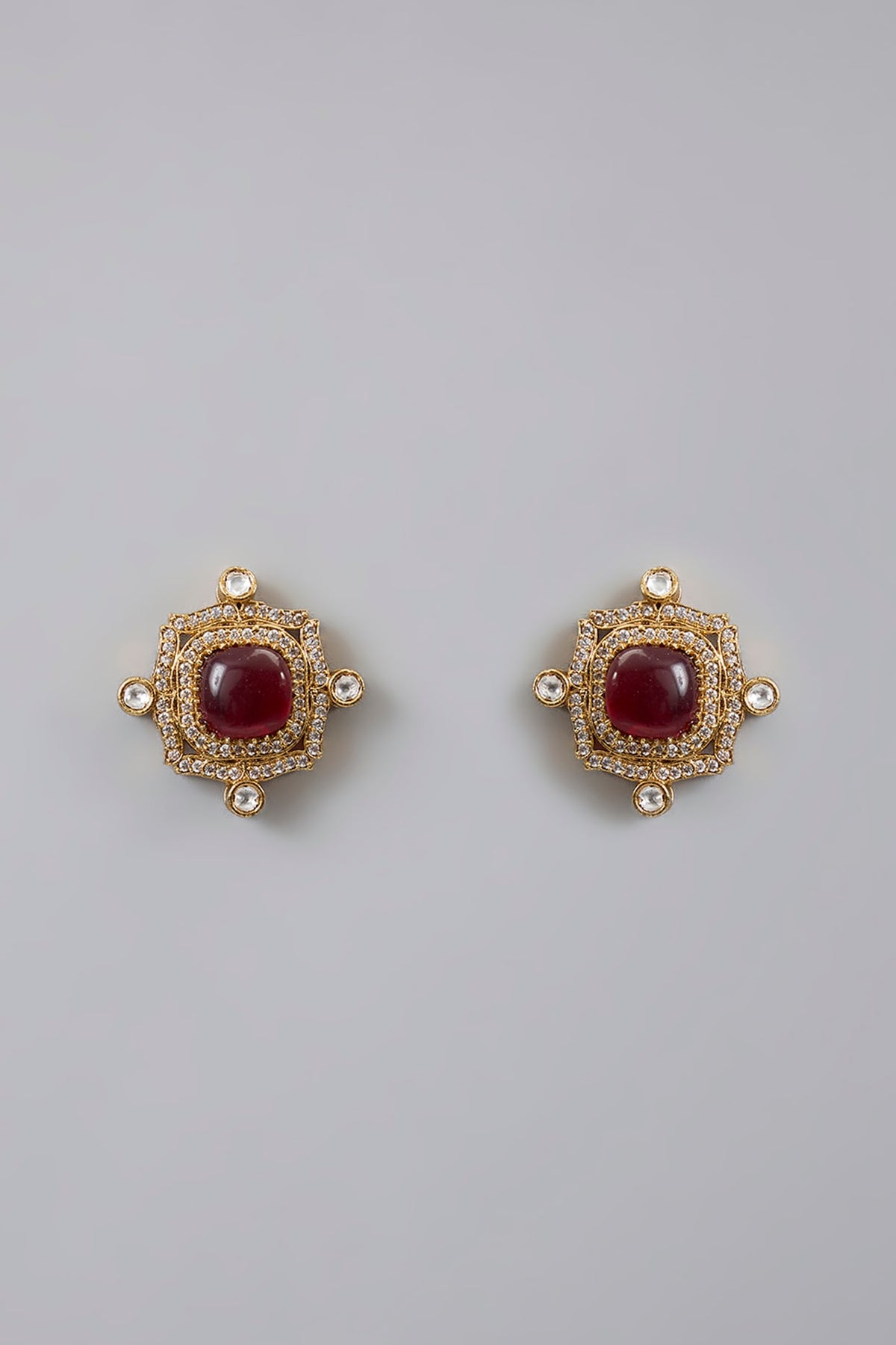 Gold Plated Kundan Polki & Red Beaded Choker Necklace Set