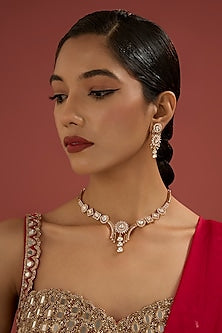 Gold Plated Kundan Polki Necklace Set