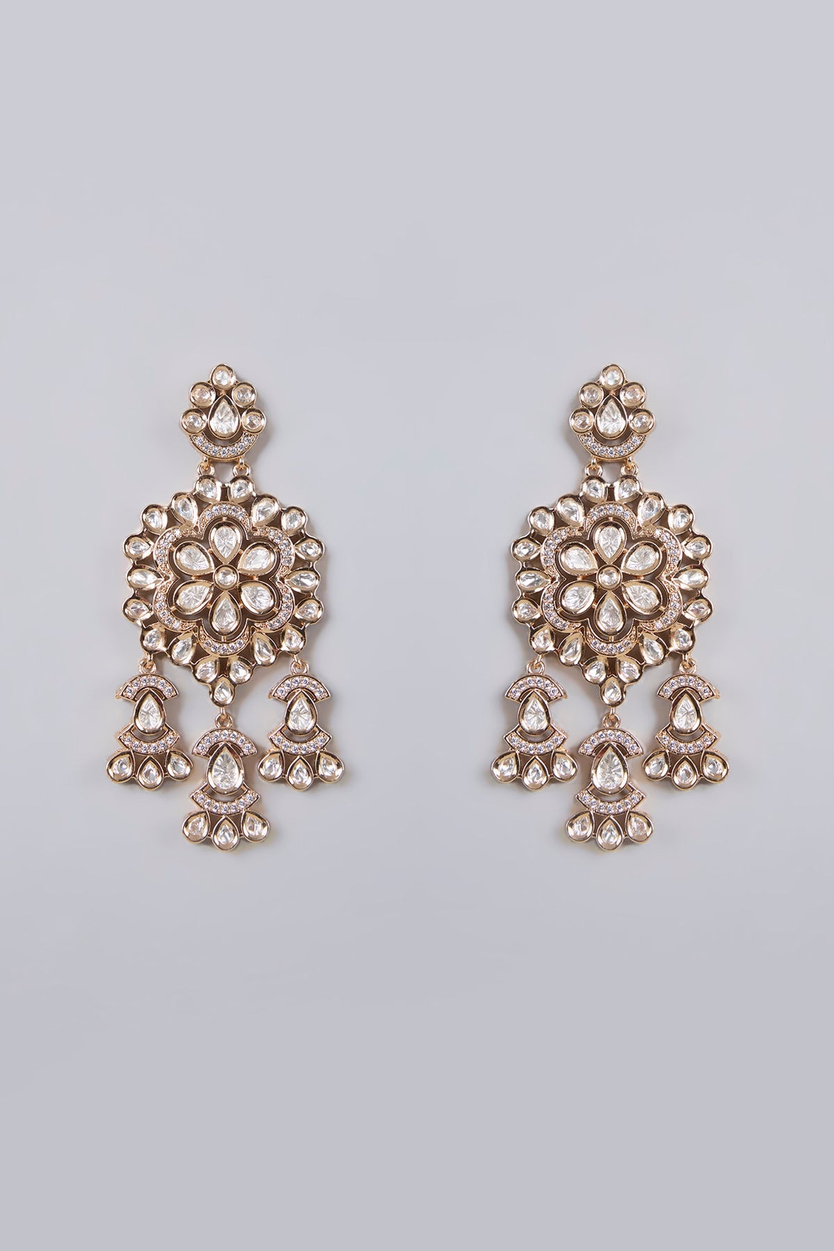 Gold Plated Kundan Polki & Crystal Necklace Set