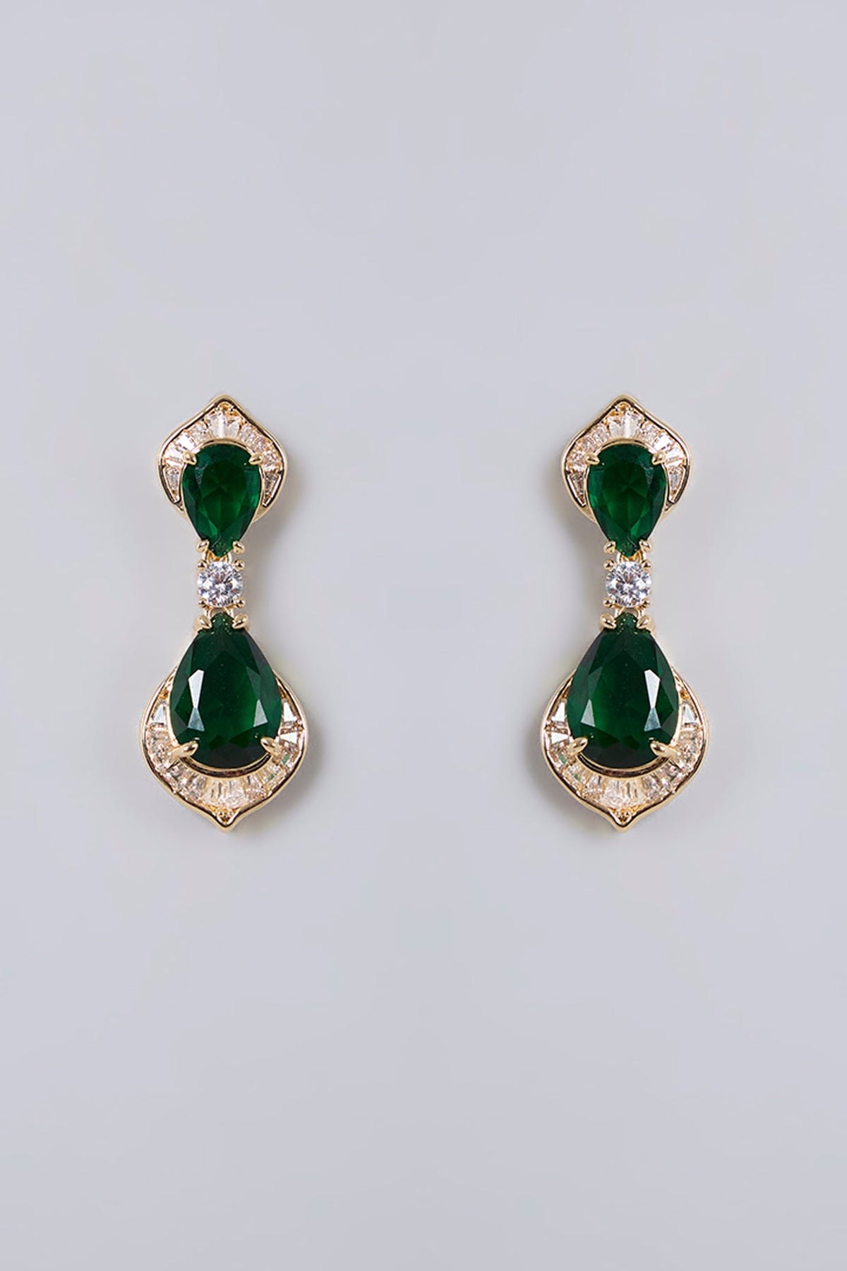 Gold Plated Diamond & Emerald Cubic Zirconia Necklace Set
