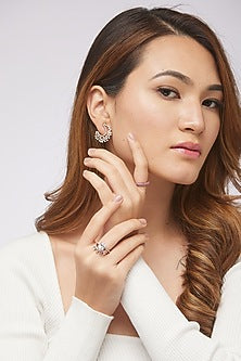 Rose Gold Plated Cubic Zircon Ring In Sterling silver