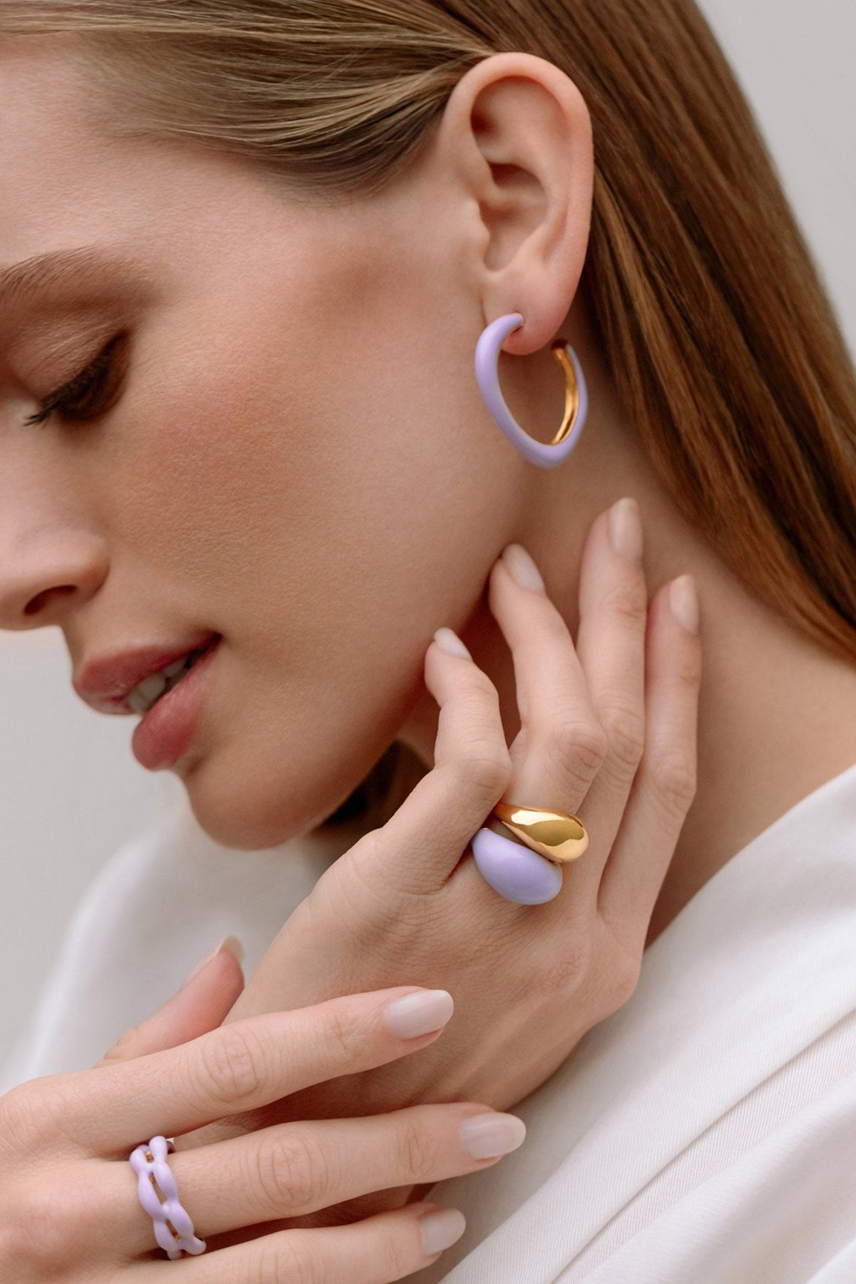 Gold Plated Handcrafted Enameled Hoop Earrings