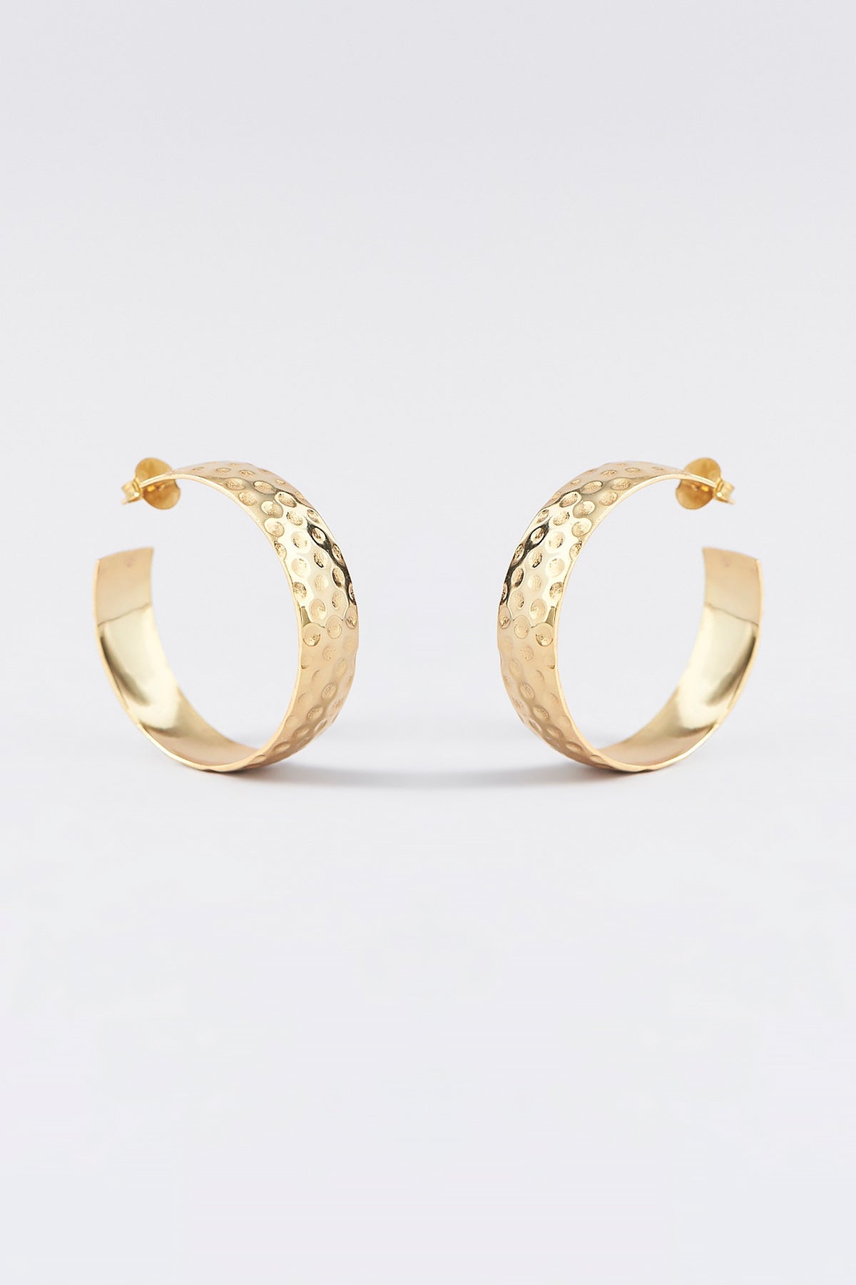 Gold Plated Textured Hoop Earrings