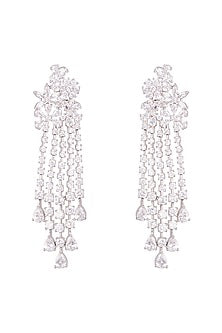 White Finish Zircon Dangler Earrings