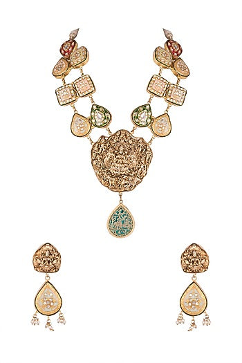 Gold Finish Meenakari Necklace Set