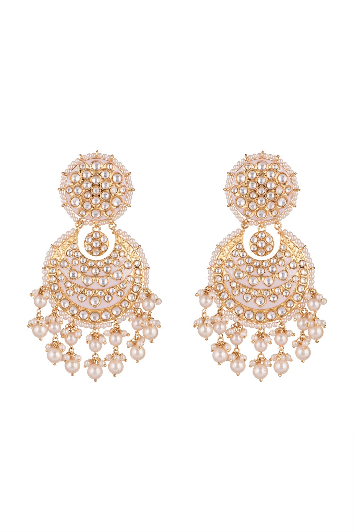 Gold Plated Pearl Chandbali Earrings