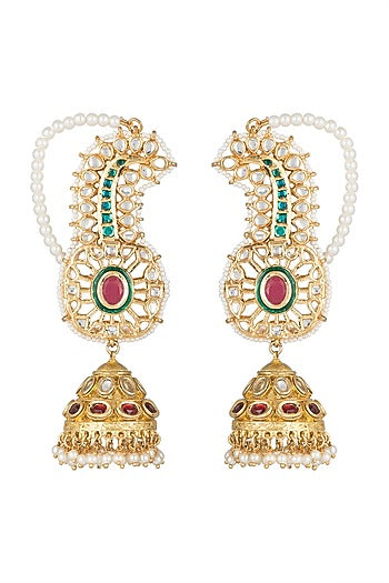 Gold Finish Kundan & Pearl Earrings