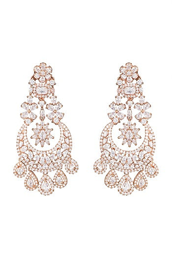 Rose Gold Finish Zircon Bali Earrings