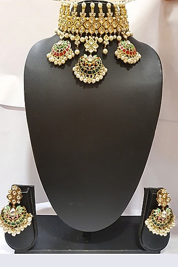 Gold Finish Meenakari Necklace Set