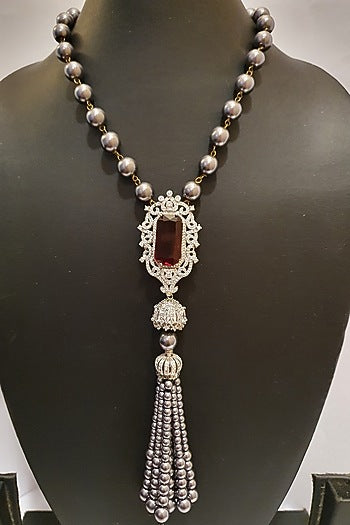 White Finish Faux Diamond Necklace