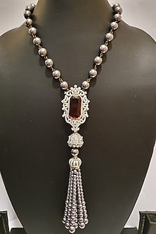 White Finish Faux Diamond Necklace