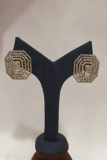 Silver Finish Diamond Earrings
