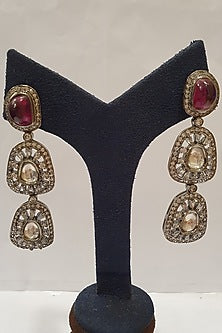 Silver Finish Ruby Earrings