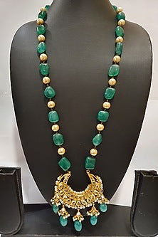 Gold Finish Emerald Necklace
