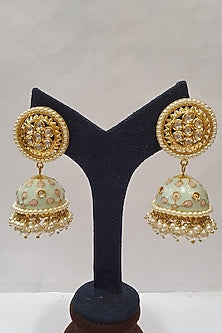Gold Finish Meenakari Jhumka Earrings