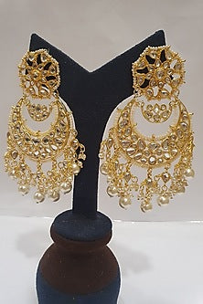 Gold Finish Chandbali Kundan Earrings