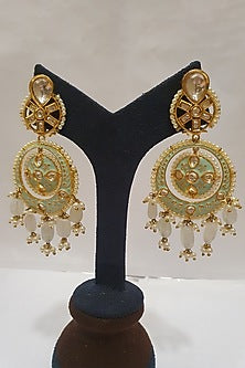 Gold Finish Meenakari Chandbali Earrings