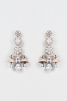 Black Rhodium Finish Zircon Dangler Earrings