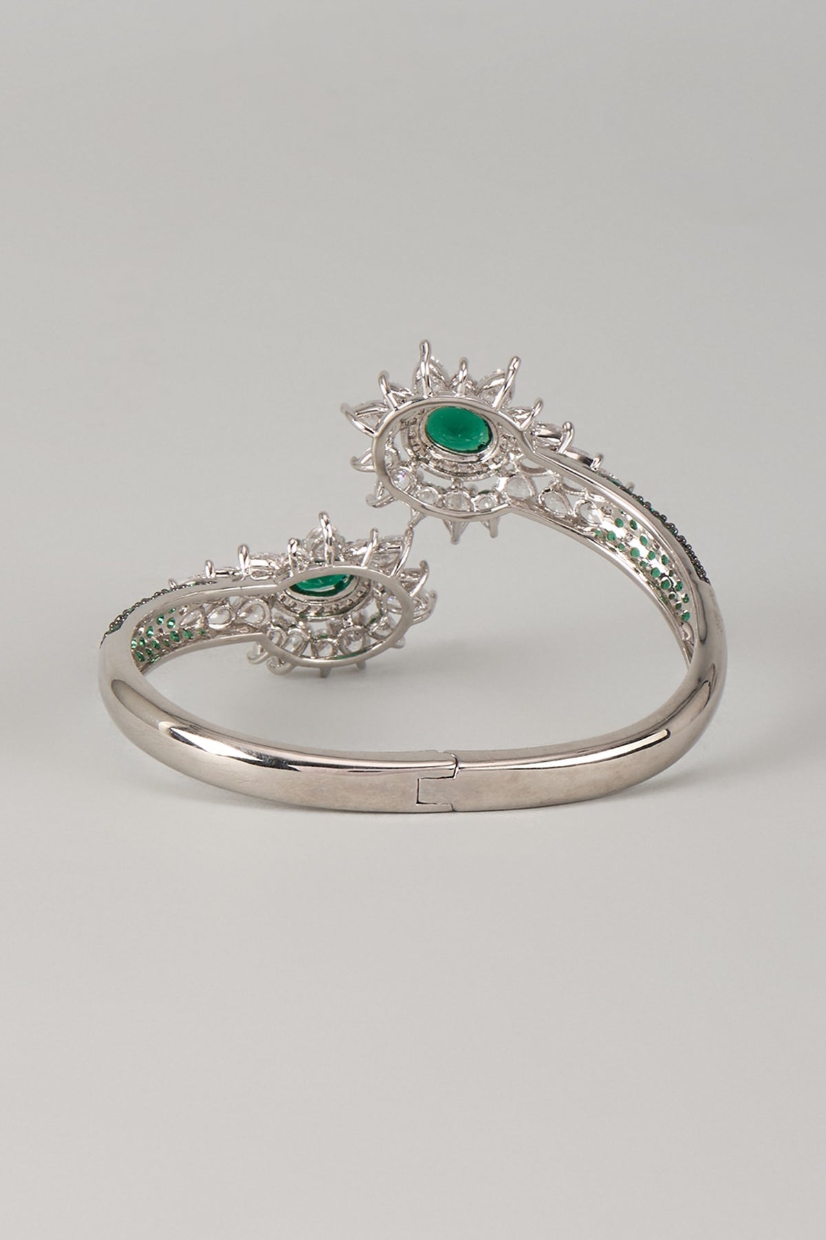 Silver Finish Zircon & Emerald Stone Bracelet