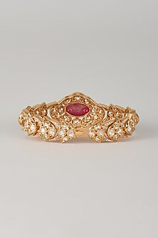 Gold Finish Zircon & Ruby Stone Bracelet