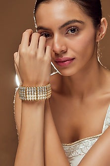 Gold Finish Kundan Polki Bracelet