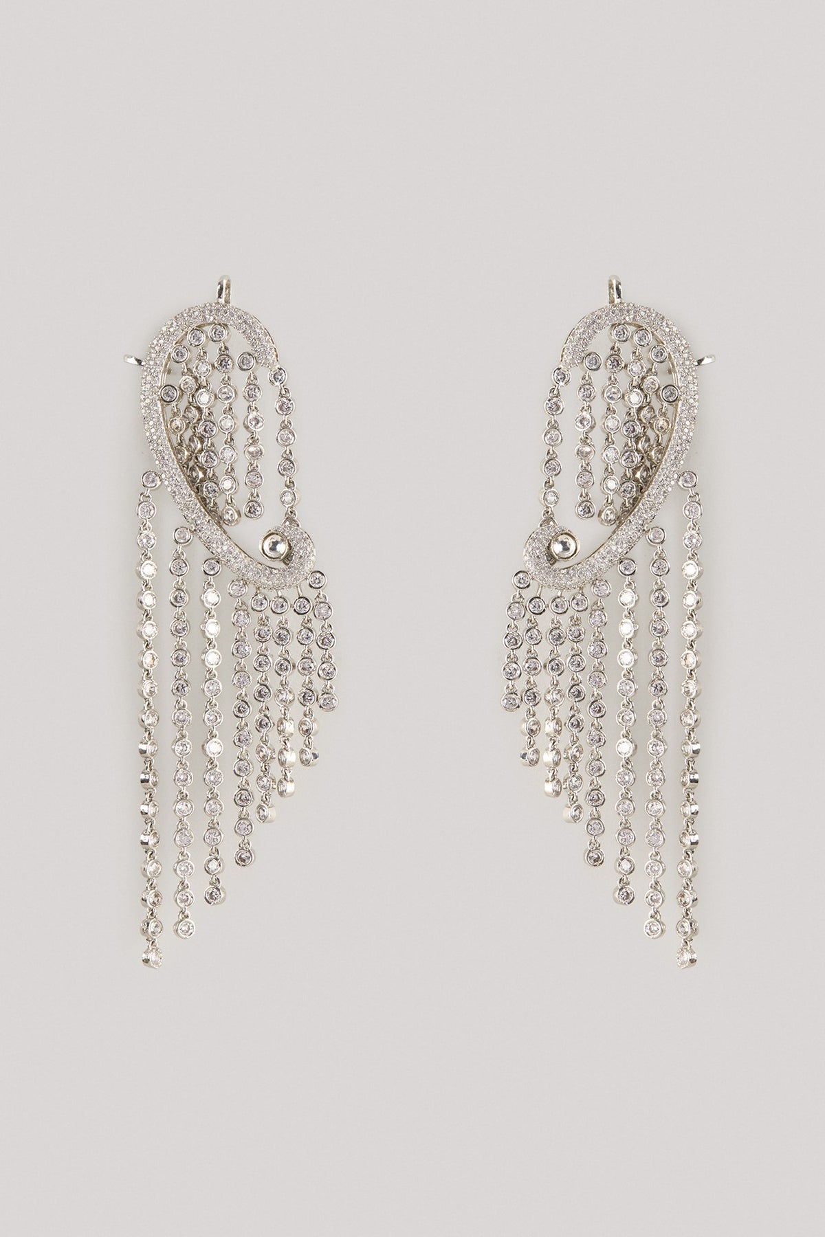 Silver Finish Zircon Dangler Earrings