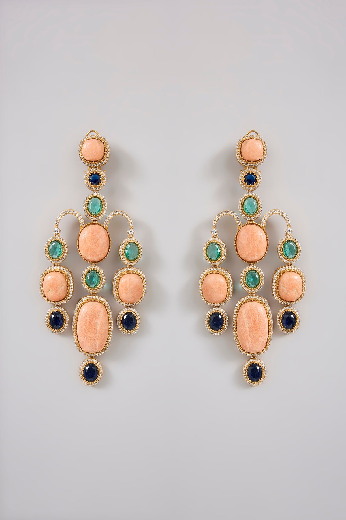 Gold Finish Emerald & Zircon Dangler Earrings