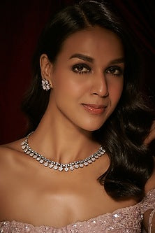 Two-Tone Zircon Choker Necklace Set
