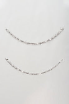 Silver Finish Zircon Anklets (Set Of 2)